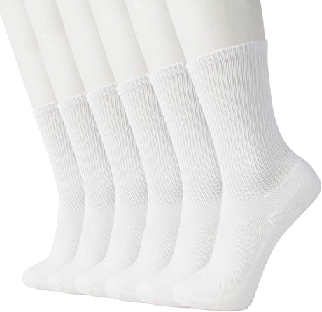 6 Pairs Super Soft Bamboo Socks Pack - White (Premium Fiber Crew Socks)