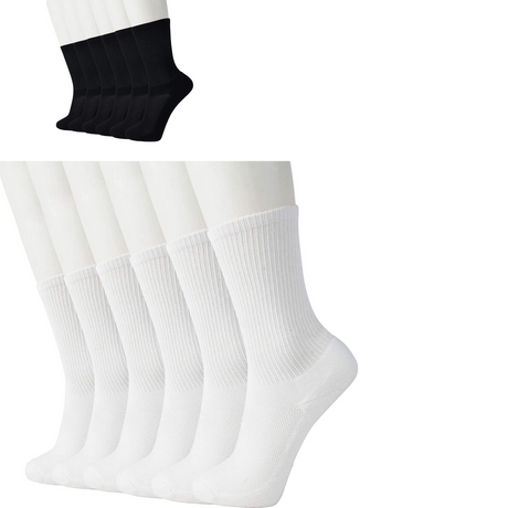 6 Pairs Bamboo Socks Unisex Premium Fiber Sock Super Soft Crew Tennis Sox - Black