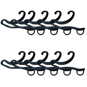 10x Sock Hangers Bulk Pack - Black (Plastic Sock Hooks for Retail/Display/Home)
