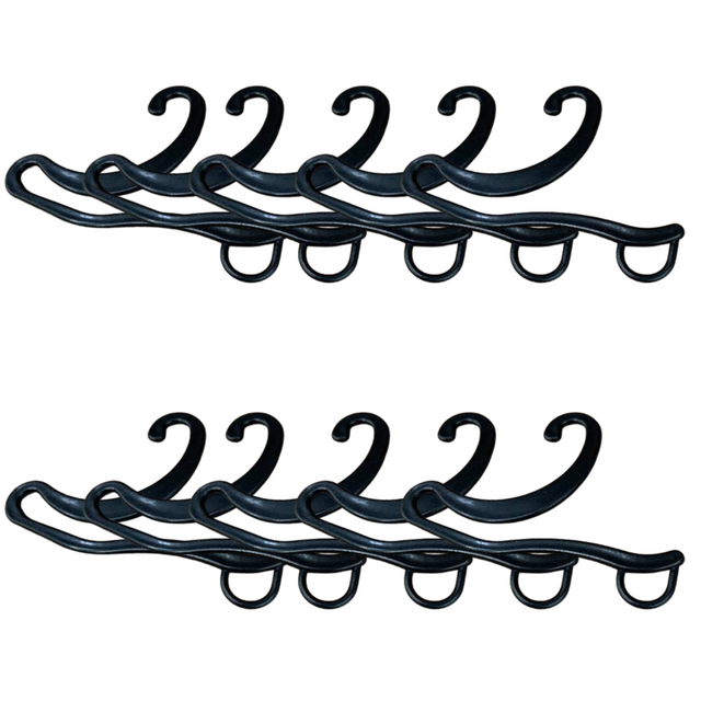 10x Sock Hangers Bulk Pack - Black (Plastic Sock Hooks for Retail/Display/Home)