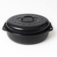 5.5L Enamelled Carbon Steel Oval Roasting Dish Pot w/ Lid, 34x15cm in Black