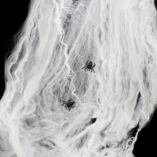 12x HALLOWEEN STRETCHABLE SPIDER WEBS Spooky Decoration with Spiders Party Decor Ghost