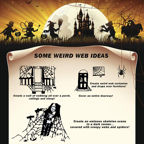 12x HALLOWEEN STRETCHABLE SPIDER WEBS Spooky Decoration with Spiders Party Decor Ghost