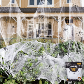 Halloween Stretchable Spider Web Decoration w/ Spiders - Ghost Party Décor
