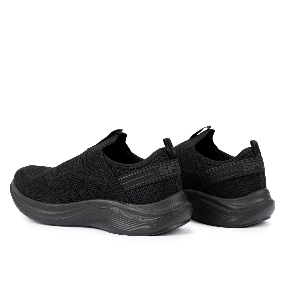 Sfida Sportif Mens Knit Lifestyle Sneakers - Black/Black (Casual Shoes)