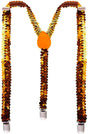 SEQUIN SUSPENDERS Unisex Adjustable Braces Clip On Elastic Y-Back  - Orange