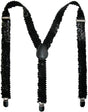 Black Sequin Suspenders - Unisex Adjustable Clip On Elastic Y-Back Braces