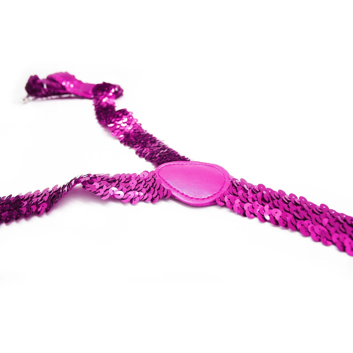 Hot Pink Sequin Suspenders - Unisex Adjustable Clip On Elastic Y-Back Braces