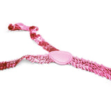 Light Pink Sequin Suspenders - Unisex Adjustable Clip On Elastic Y-Back Braces