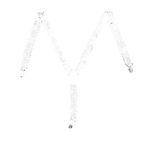 SEQUIN SUSPENDERS Unisex Adjustable Braces Clip On Elastic Y-Back  - White
