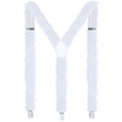 White Sequin Suspenders - Unisex Adjustable Clip On Elastic Y-Back Braces