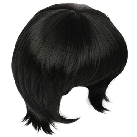 MENS COSTUME WIG Fancy Dress Halloween Party Accessory 70s 80s Hair Fun Funny - Black