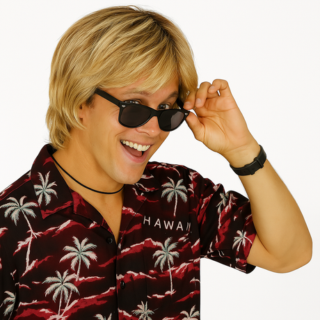 MENS COSTUME WIG Fancy Dress Halloween Party Accessory 70s 80s Hair Fun Funny - Blonde