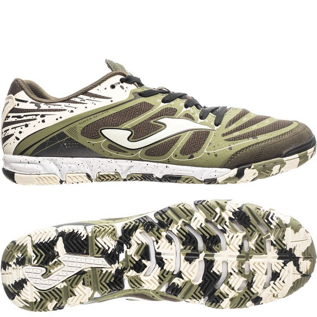 Joma Super Regate 823 Indoor Futsal Shoes Football Boots in Camo/Dark Green - EU 44.5