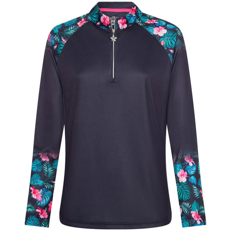Sporte Leisure Bay Womens Long Sleeve Hawaiian Polo Shirt - French Navy