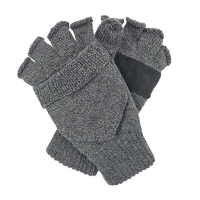 Dents 3M Thinsulate Shooting Gloves/Mittens Half Finger Fingerless Knit Hunting in Charcoal - Large