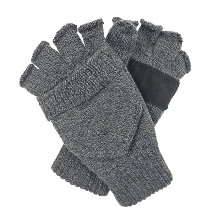 Dents 3M Thinsulate Shooting Gloves/Mittens Half Finger Fingerless Knit Hunting in Charcoal - Large