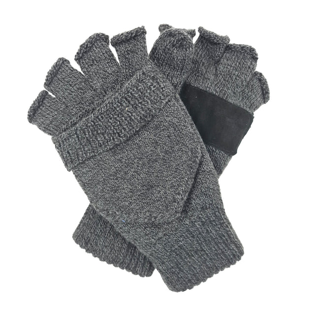 Dents 3M Thinsulate Shooting Gloves/Mittens Half Finger Fingerless Knit Hunting in Charcoal - Large