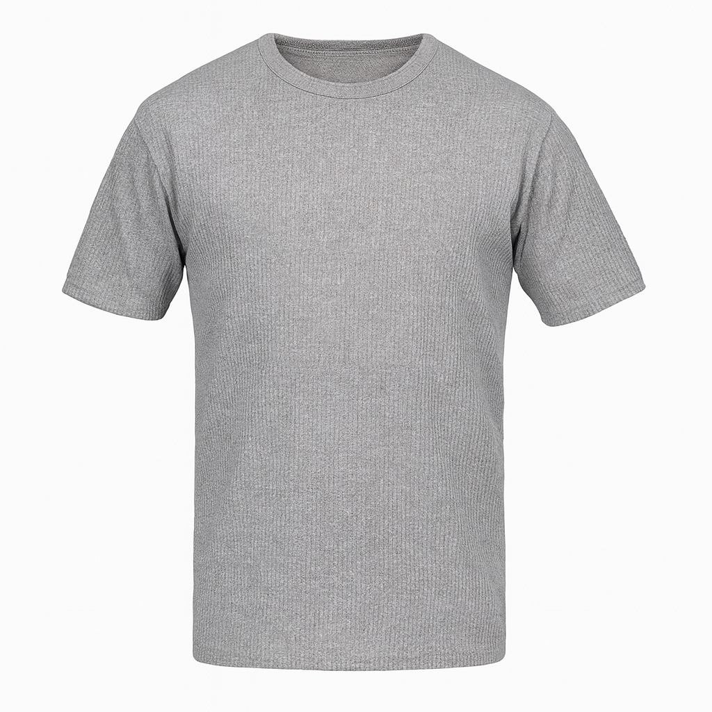 Mens Short Sleeve Cotton Top T Shirt Warm Winter Thermals - Grey Marle - 110cm (XXL)