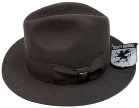 STACY ADAMS 100% Wool Felt Hat Warm Winter Fedora Trilby Style w Brim - Brown - L