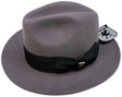 Stacy Adams Mens 100% Wool Felt Fedora Trilby Hat (Warm Winter Wide Brim) - Grey