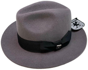 Stacy Adams Mens 100% Wool Felt Fedora Trilby Hat (Warm Winter Wide Brim) - Grey