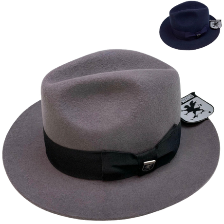 STACY ADAMS 100% Wool Felt Hat Warm Winter Fedora Trilby Style w Brim - Grey