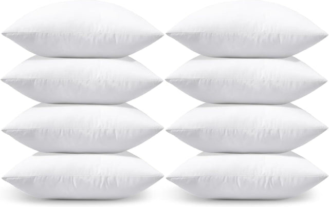 8x Premium 100% Cotton Pillow with Cover Filled Durable Soft Standard - 48x74cm