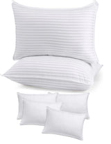 8x Premium 100% Cotton Striped Pillow with Cover Filled Durable Soft Standard - 48x74cm