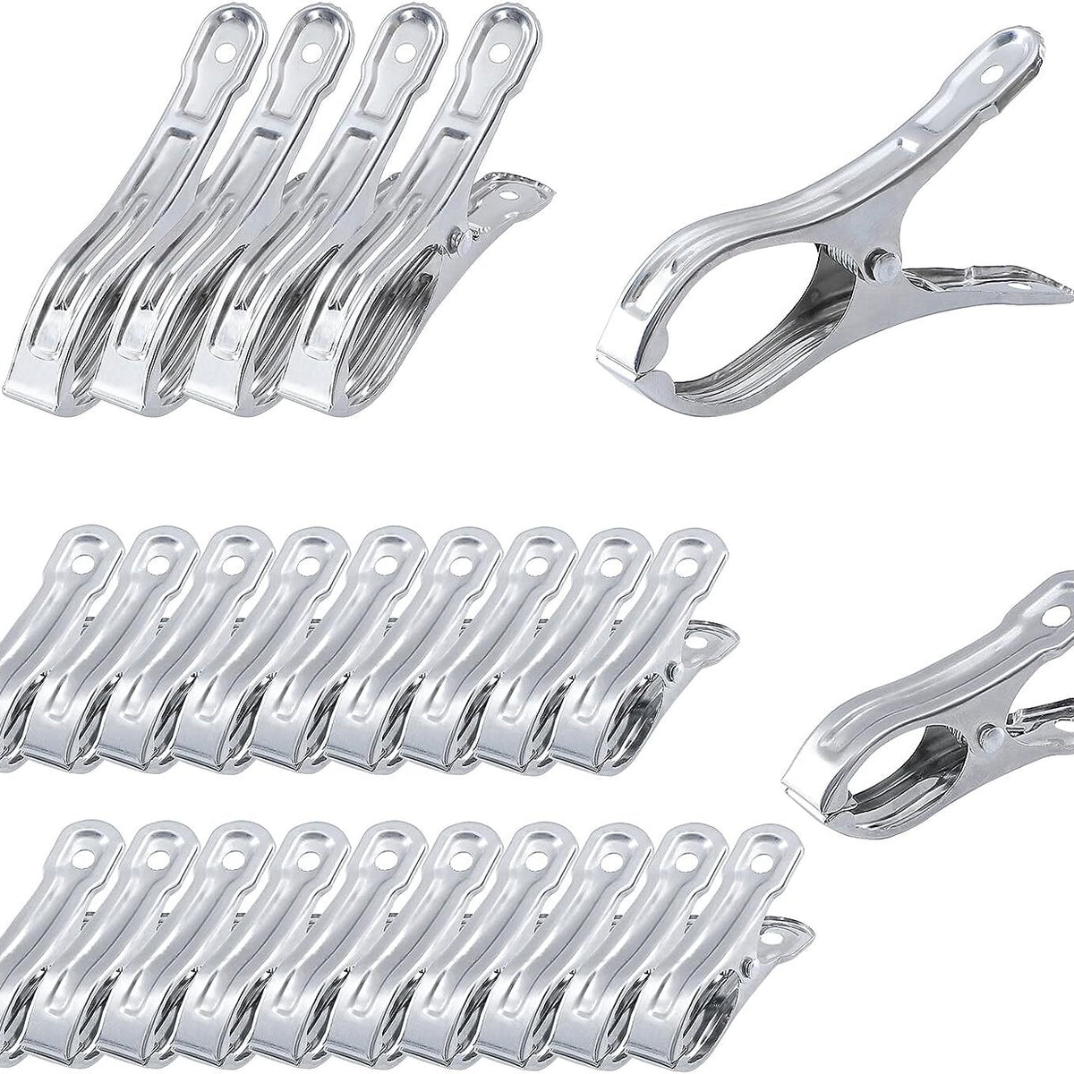 24x Stainless Steel Clothes Pegs Bulk Pack - Laundry Washing Line Clips ...