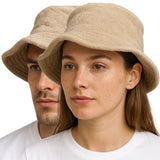 Stingy Brim Terry Towelling Bucket Hat Daggy Fishing Camping Lad Cap 100% COTTON - Beige