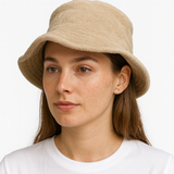 Stingy Brim Terry Towelling Bucket Hat Daggy Fishing Camping Lad Cap 100% COTTON - Beige