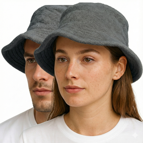 Charcoal Stingy Brim Bucket Hat - 100% Cotton Terry Towelling Daggy Cap for Fishing/Camping