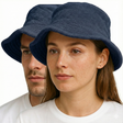Stingy Brim Terry Towelling Bucket Hat Daggy Fishing Camping Lad Cap 100% COTTON - Navy Blue - S/M