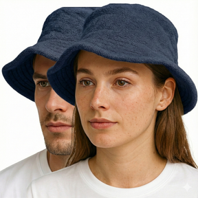 Navy Blue Stingy Brim Bucket Hat - 100% Cotton Terry Towelling Daggy Cap for Fishing/Camping
