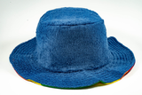 Reversible Stingy Brim Terry Towelling Bucket Hat Cap 100% COTTON - Rainbow/Blue