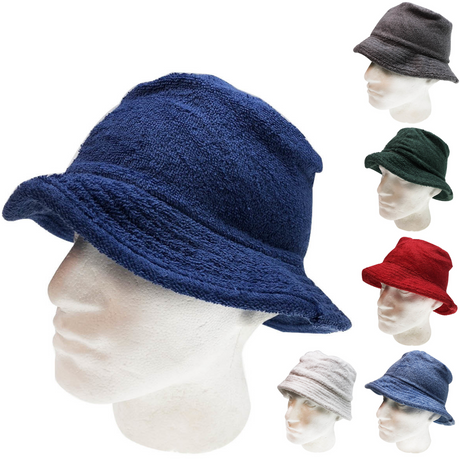 Stingy Brim Terry Towelling Bucket Hat Daggy Fishing Camping Lad Cap 100% COTTON - Blue