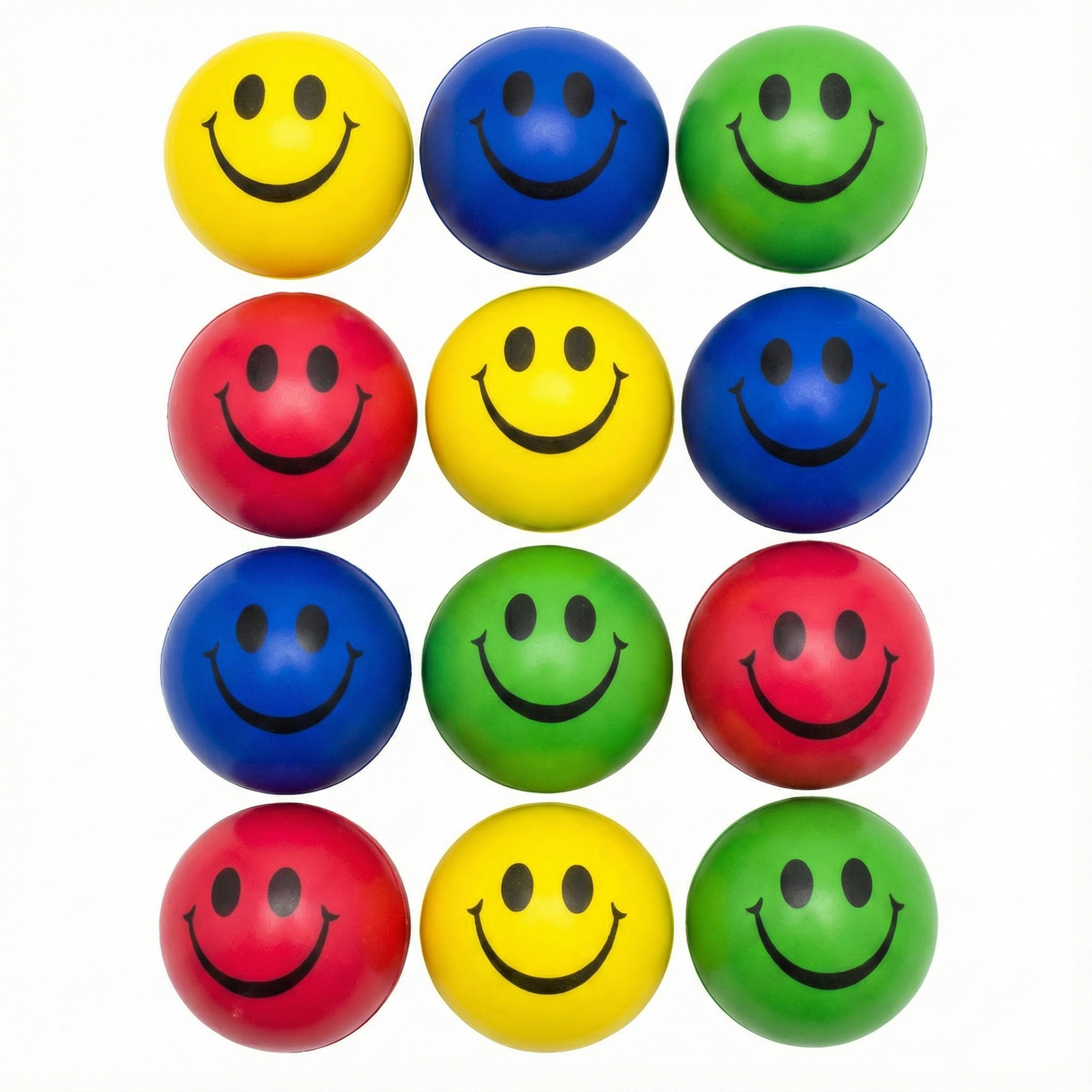 12x STRESS BALLS Hand Relief Squeeze Toy Reliever Antistress Soft Smiley MULTI