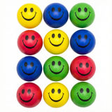 12x STRESS BALLS Hand Relief Squeeze Toy Reliever Antistress Soft Smiley MULTI