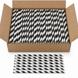 2500pcs Disposable 3-Ply Paper Straws Bulk - Black/White (Angle Cut) - 6x200mm 