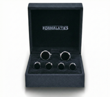 Formalaties 6pcs Premium Shirt Round Stud & Cufflink Set in Black Onyx (Gift Boxed)
