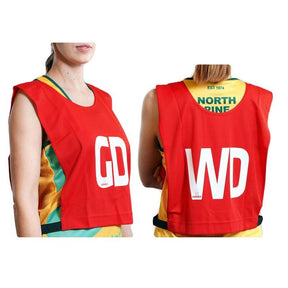 Summit Netball Team Bibs Senior 7pc Set - Red (Bulk Pack)