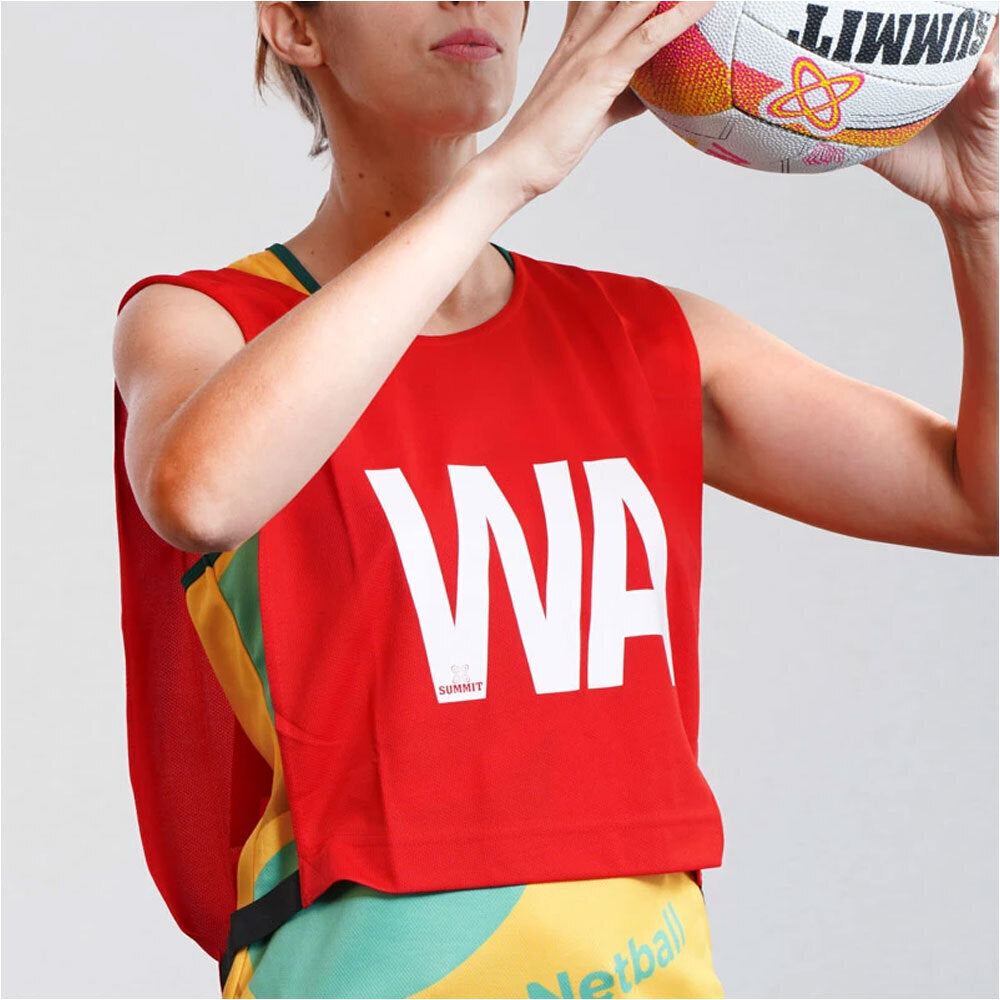 Summit Netball Team Bibs Senior 7pc Set - Red (Bulk Pack)