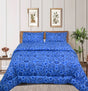 Super King Comforter Set with 2 Pillow Cases - Blue Floral (Quilt Cover)