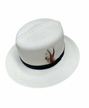 Hand Woven Grade 8 Panama Cooler Outback Hat with Feather - Natural (Summer Breathable Waterproof)