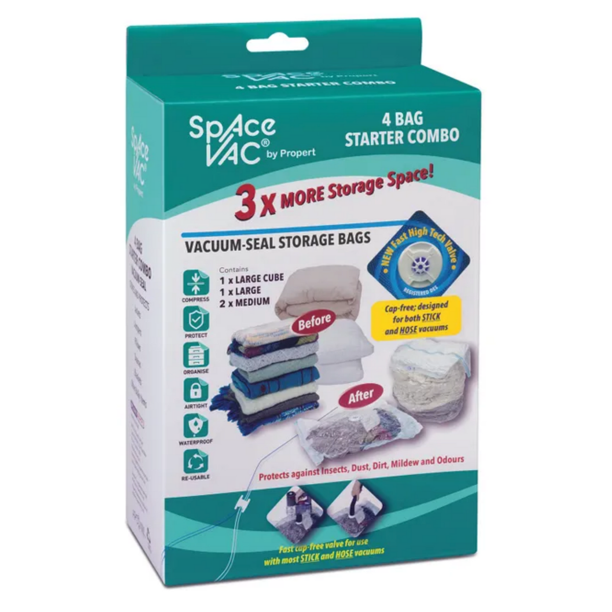 Space Vac Vacuum Compression Storage Bags - 4 Pack (Sealed Clothes ...