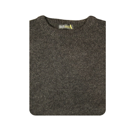 100% SHETLAND WOOL CREW Round Neck Knit JUMPER Pullover Mens Sweater Knitted - Charcoal (29)