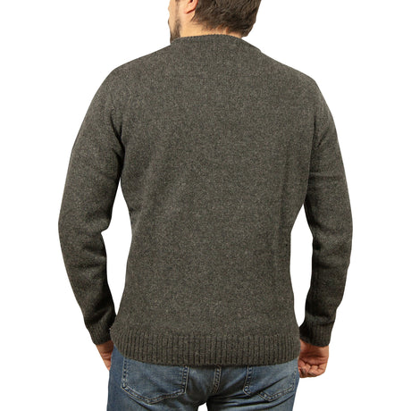 100% SHETLAND WOOL CREW Round Neck Knit JUMPER Pullover Mens Sweater Knitted - Charcoal (29)