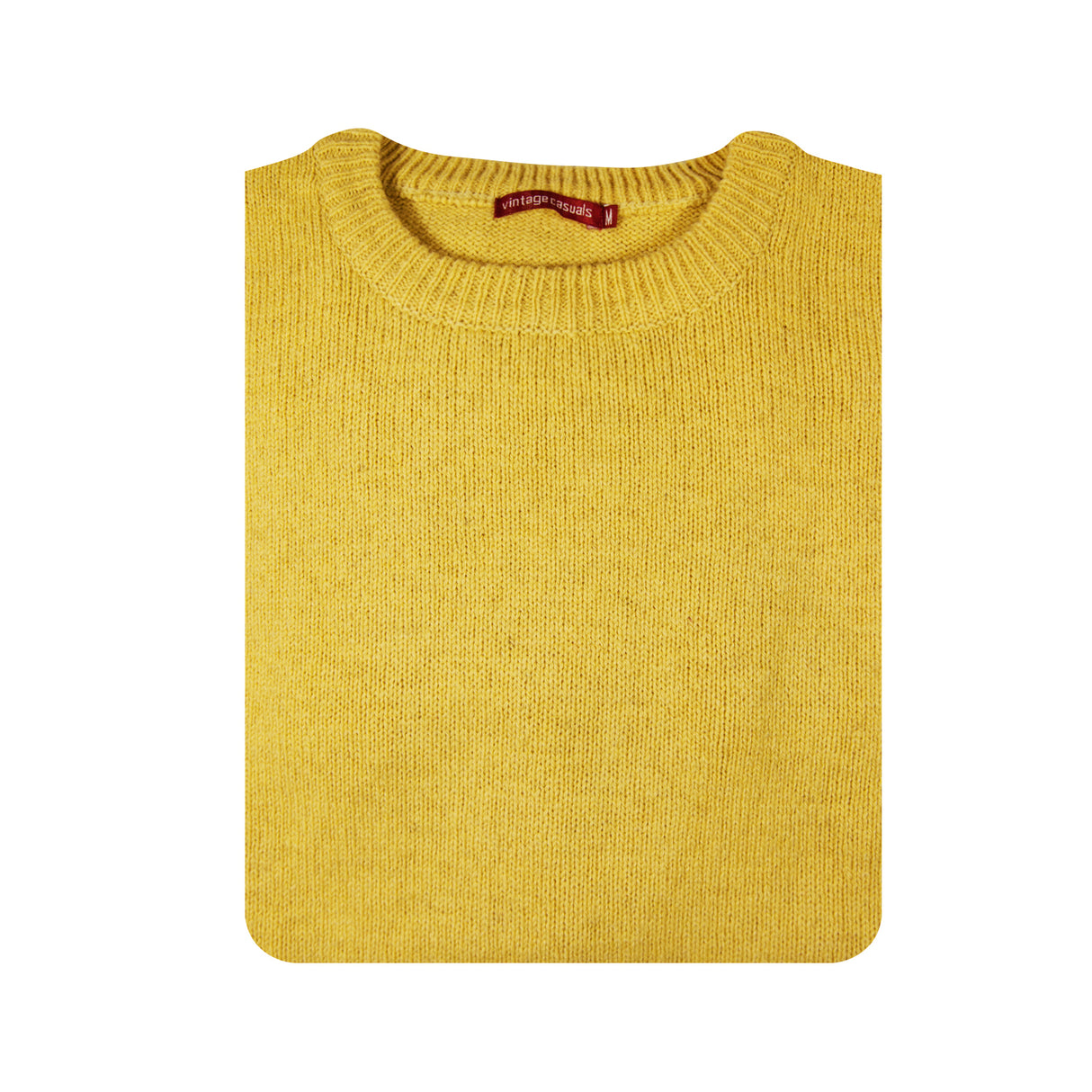 100% SHETLAND RAGG WOOL CREW Round Neck Knit JUMPER Pullover Mens Sweater Knitted - Corn (14)