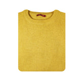 100% SHETLAND RAGG WOOL CREW Round Neck Knit JUMPER Pullover Mens Sweater Knitted - Corn (14)